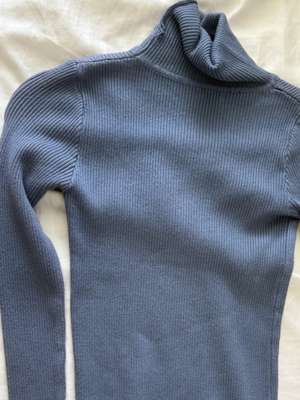 Ribbed Knit Sweater Top in Slate Blue